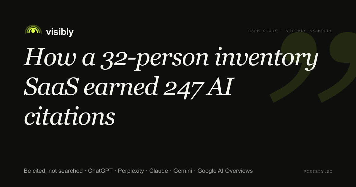 Case study cover for "How a 32-person inventory SaaS earned 247 AI citations in 8 weeks"